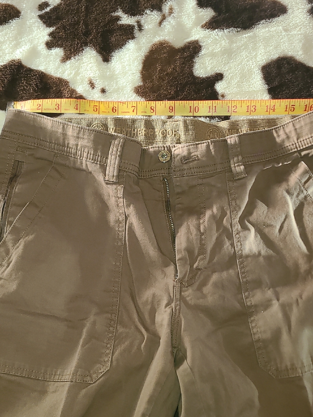 Weatherproof Tan/Brown Utility Pants with Black Logo Patch